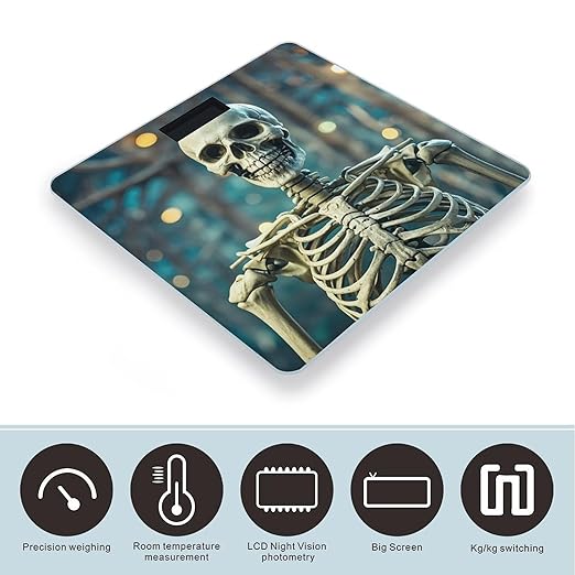 Skeleton Next to Scale for Body Weight Digital Bathroom Scale Toughened Glass High Precision Scales for Body Weight with Large LCD Backlight Display Weight Scales