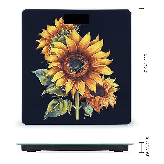 Summer Sunflower Bathroom Scale Ultra-Bright Liquid Crystal Screen Weight Scale Accurate Bathroom Body Scales for Body Weight Bathroom Pet Home Bedroom Gift-Giving