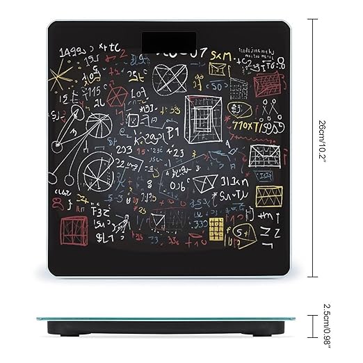 Mathematics and Physics Digital Bathroom Scale for Body Weight with High Precision Digital Weighing Scale with BMI Clear LCD Display and Step-On Measures Weight Up to 180kg