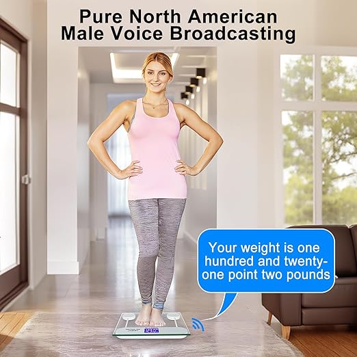 Talking Scales for Body Weight with Pure North American Male VoiceHighly Accurate Talking Bathroom Weight Scale with Large LCD ScreenTalking Scales for Visually Impaired and Seniors 440Ibs