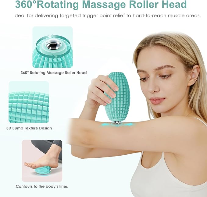 Vibrating Massage Ball for Muscle Recovery Silicone Myofascial Massage Ball Plantar Fasciitis ReliefHip &amp Psoas Release Deep Tissue &amp Trigger Point Roller for Neck Back Foot (Blue)