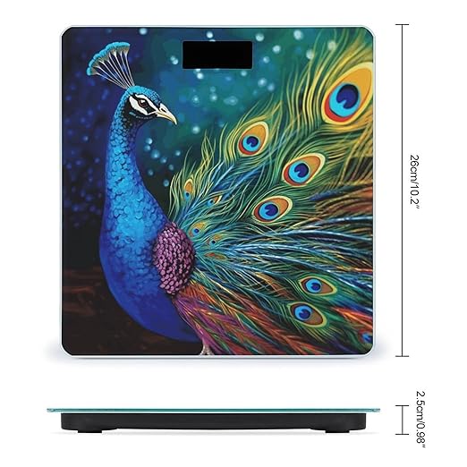 Colored Peacock Bathroom Scale Weight Scale for Body WeightHighly Accurate Digital Weighing Machine Clear LED Display Digital Bathroom Body Scale 400lb/182kg
