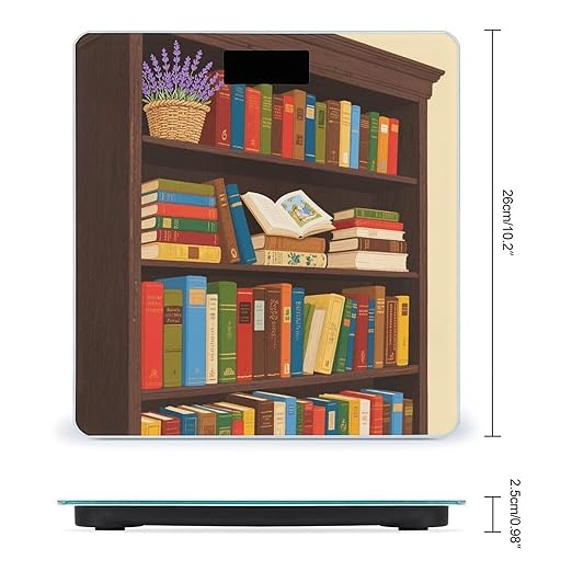 Bookshelf Flowers Scale for Body Weight Sturdy Tempered Glass Weighing Scales with LCD Display Accurate Digital Bathroom Scale Convenient Body Fat Smart Scales Easy Read