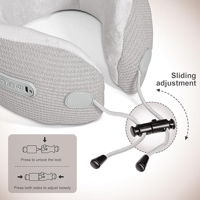 Electric Neck MassagerPortable Travel Pillow with Massage and HeatRechargeable vibrating Neck Pillow MassagerPerfect for Pain Relief at HomeOfficeTravelFathers Day Gift Ideas from Daughter Son