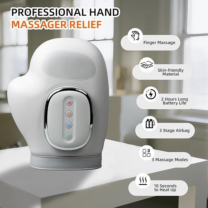 2026 NEW Smart Hand Massager with Heat and Compression – 3 Modes 5 Intensities Wireless Air Pressure for Arthritis &amp Hand Pain Relief – Portable for Home Office Travel – Ideal Wellness Gift