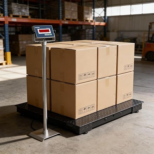 48x48 Industrial Floor Scale Professional Platform Scale with Digital Indicator Weighing Scale for Warehouse Shipping and Industrial Use 10000 lb x 1 lb Black