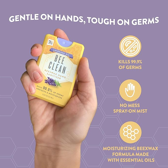 8-Pack Bundle Hand Sanitizer Spray - 4 Lavender + 4 Citrus Peppermint Travel Size Mist Spray with Organic Ethyl Alcohol Beeswax - Moisturizing with Essential Oils Non-Toxic Made in USA
