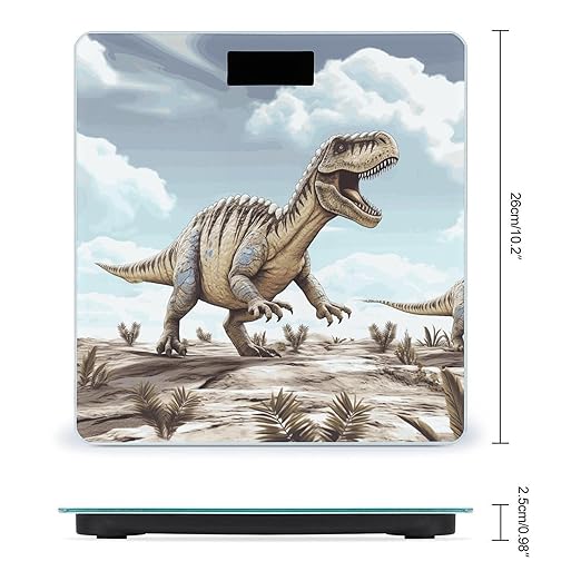 Dinosaur Walking Dinosaur Walking Bathroom Scale Automatic Power On/Off Body Scales LCD Backlight Display Square Digital Scale Rounded Corners Bathroom Scales for Home Bedrooms