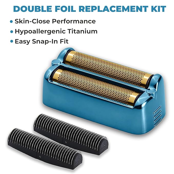 Shaver Replacement Foil and Cutter for BaBylissPRO FXONE Double Foil Stick ShaverHypoallergenic Extra-close Shaver Replacement Head (FX79RF2BL(BLUE)-1 Pack)
