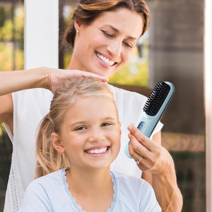 Cordless Hair Straightener - Portable Straightener with LED Display 3 Temperature Settings | Hot Comb for Black Women Hair Rechargeable and Convenient Styling Tool for -The-Go Use