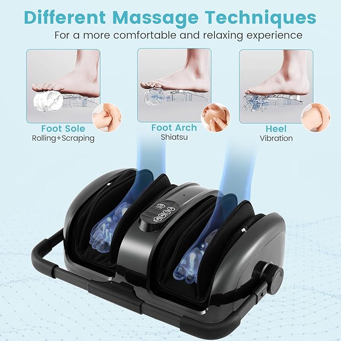 Giantex Foot Massager with Heat Calf Massager with Remove Control 2 Vibration Options 5 Mode &amp 5 Compression Intensity 360°Adjustable Stand Shiatsu Foot Massage Machine for Calf Arm Relax (Gr