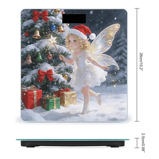 Fairy Christmas Smart Scale for Body Weight Digital Bathroom Scale Toughened Glass Weight Scale with Large LCD Backlight Display High Precision Scales Weighing Machine