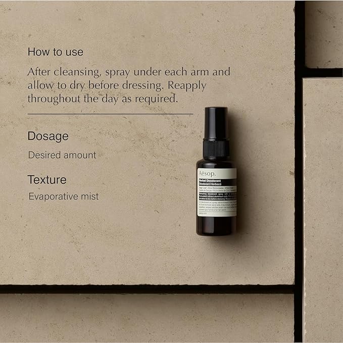 Aesop Aluminum Free Herbal Deodorant Spray for Women &amp Men | Sage Leaf and Zinc to Reduce Odor and Bacteria + Witch Hazel Soothes Skin | Vegan &amp Cruelty-Free | 1.7 oz (Pack of 2)