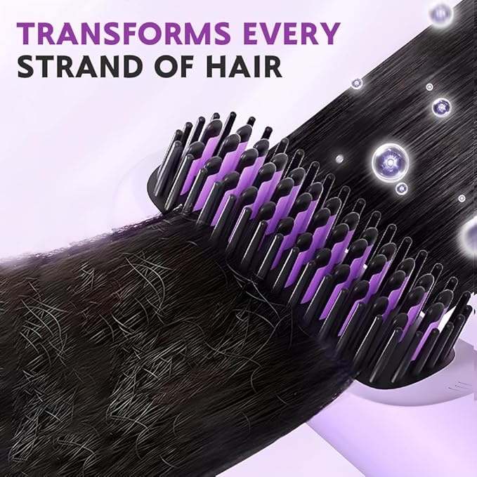 2026 Upgraded Hair Straightener Brush Portable Straightener Brushs for Travel with LCD Temperature Display USB Rechargeable Fast Heating Hairs Brush for Thick Curly Hair (Pink)