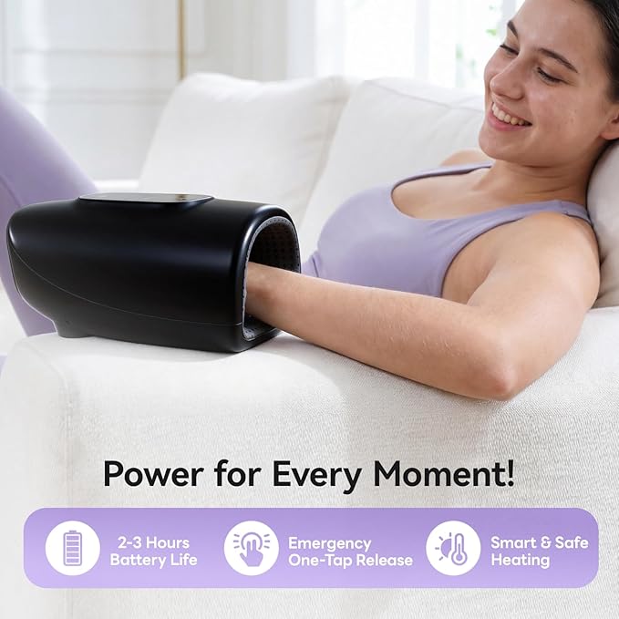 vrenmol Hand Massager: Pro-Grade Hand Massager with Heat and Compression Dual-Effect Massage Tools Rechargeable Wrist Massager Home Gift for Men Women