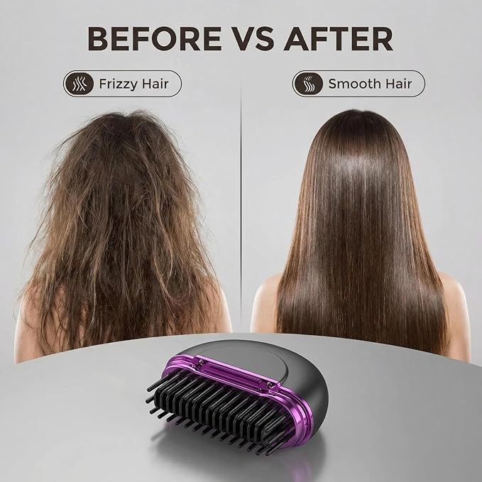 Electric hair brushMini hot combMini hair straightenerMini straightenerPortable straightener brushPortable hair straightenerAutomatic curling ironCordless travel hair straightener (Silver-gray)