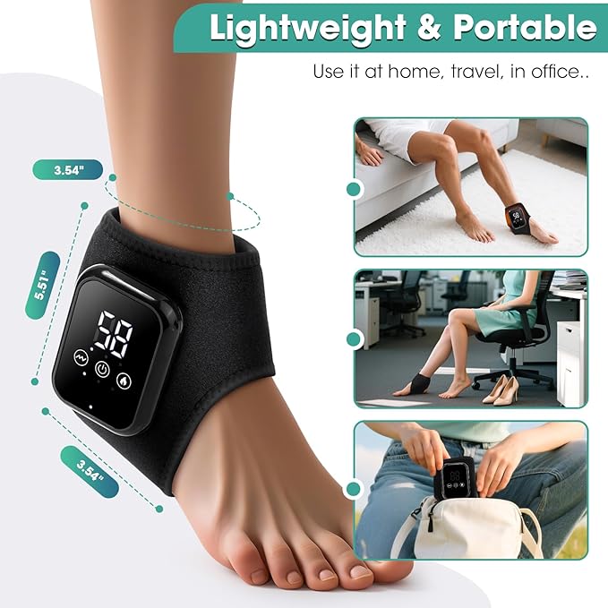 2PCS Foot Renew Massager for Neuropathy 3-in-1 Cordless Foot and Ankle Massager for Heel Arch &amp Ankle Relief 2000mAh Rechargeable Black