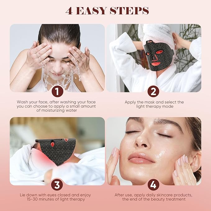 Red Light Therapy for Face 8 Modes Portable Led Face Mask Light Therapy with Remote Near-Infrared 850nm Wavelength with Timing Function for Anti-Aging Skincare at Home Travel