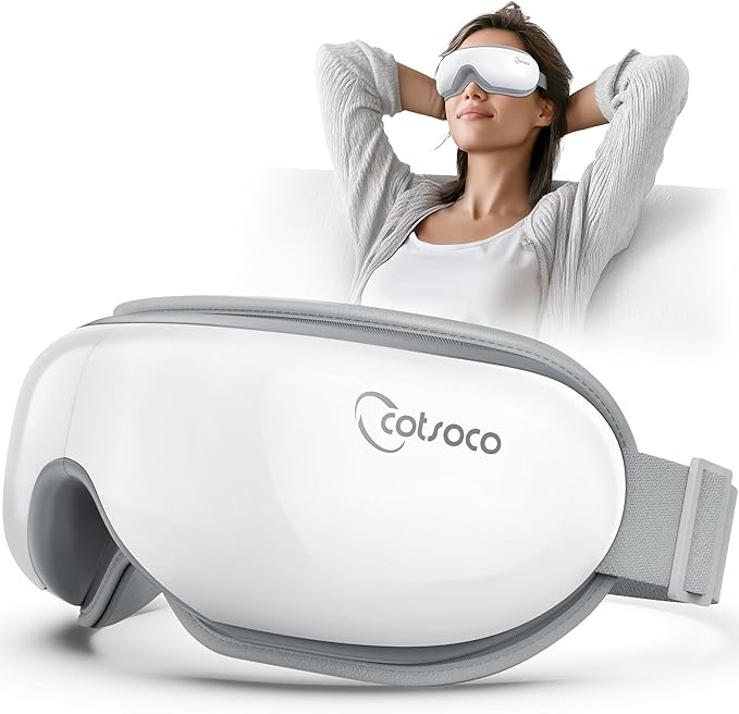 cotsoco Eye Massager with Heat Birthday Gifts for Women Heated Eye Mask with Bluetooth Music Relax &amp Reduce Strain Dark Circles and Improve Sleep Gift for Mom Dad Women Men