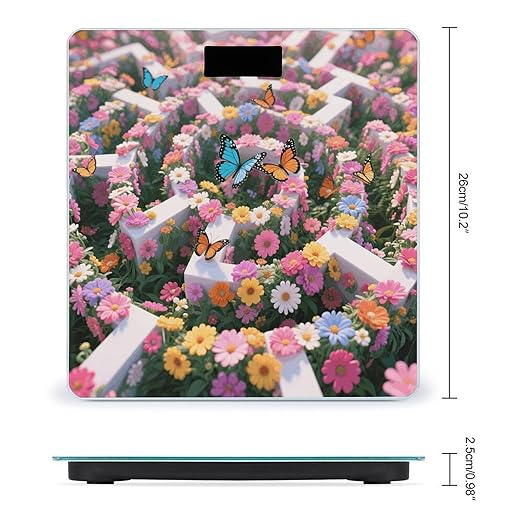 Flower Maze Weight Scale Large Digital Bathroom Scales with Bright LED Display Non Slip Digital Scale and Step On Fashion Weighing Machine for Body