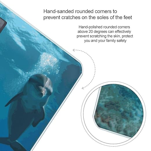 Funny Dolphin Looking at You Weight Scale Digital Electronic Scales Bathroom Scale Larg LCD Backlight Display High Precisio MeasurementsTempered Glass