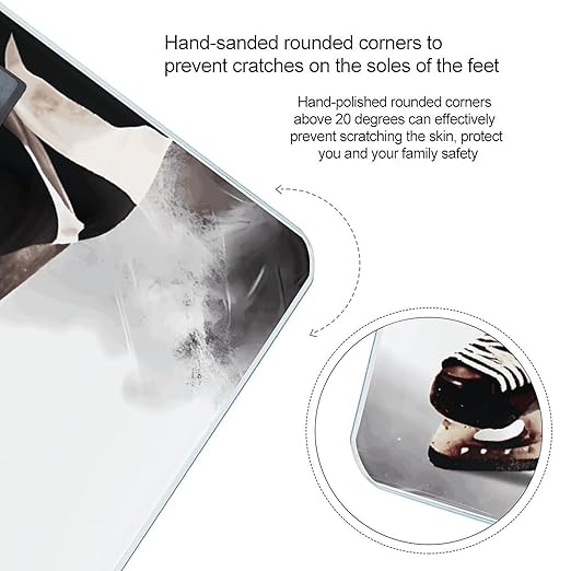 Ice Hockey Pattern Scale for Body Weight High Precision Digital Weight Scales with LCD Display Anti-Slip Sturdy Slim Tempered Glass Bathroom Scale for Home Use