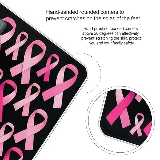 Women's Fashion Automatic Switch Digital Bathroom Weighing Scale Smart Scale Breast Cancer Awareness Ribbons Pink
