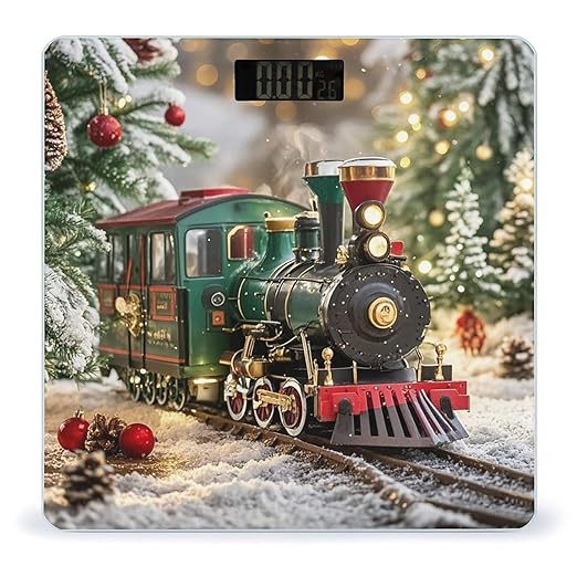 Christmas Train Scale for Body Weight Highly Accurate Digital Bathroom Body Scale Digital Bathroom Scales for People Anti-Slip Large LCD Display Smart Scales