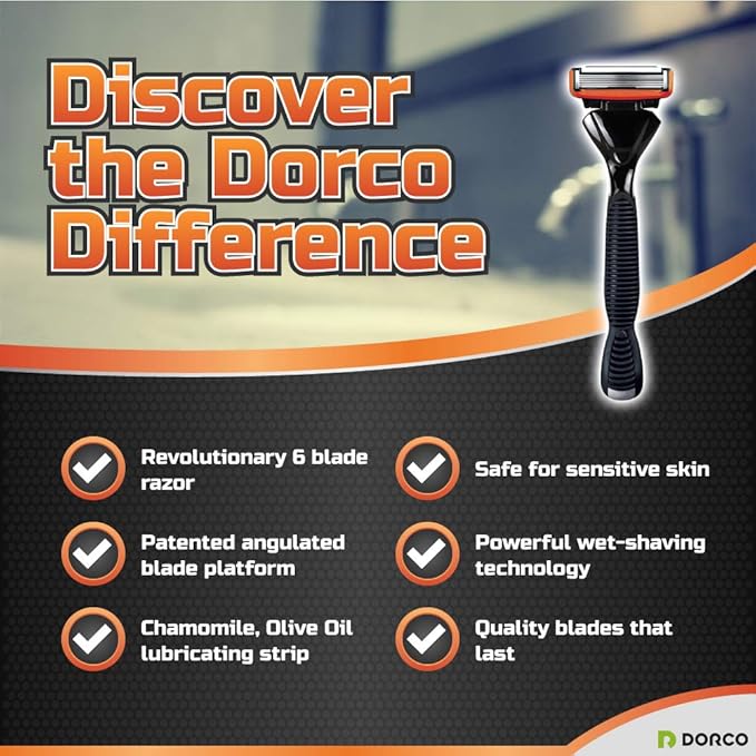 Dorco Pace 6 - Six Blade Razor Blade System - Value Pack (10 Pack + 1 Handle)