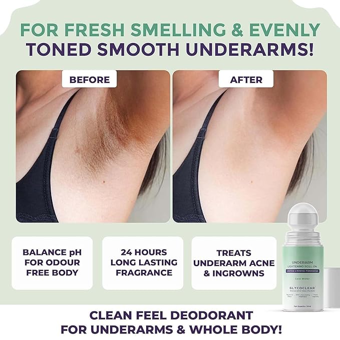 JP Underarm Lightening Roll On For Women | Lightens &amp Remove Pigmentation | Glycolic Acid Lactic Acid Salicylic Acid &amp Vitamin C | Deodorant for 24 Hour Long Lasting Freshness | Ingrown Hair