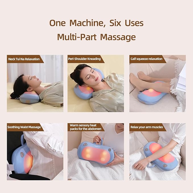 Deep Tissue Neck MassagerPeanut Shiatsu Back and Neck Massager Deep Tissue with Heating Function Electric Massage Pillow