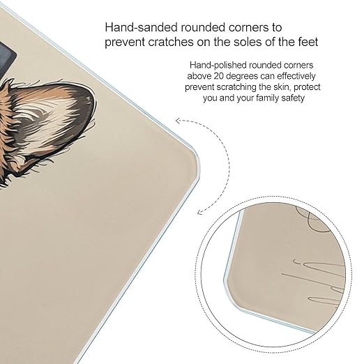 Hand Drawn Sketch Corgi Digital Bathroom Scale for Body Weight Weighing Scale with Backlit LCD Display High Precision Measurements &amp Measures Weight Up to 180kg