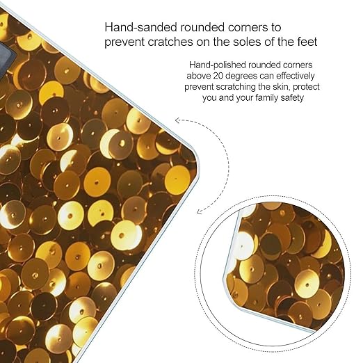 Gold Sequin Sparkle Scale for Body Weight Digital Bathroom Scale Toughened Glass High Precision Scales for Body Weight with Large LCD Backlight Display Weight Scales