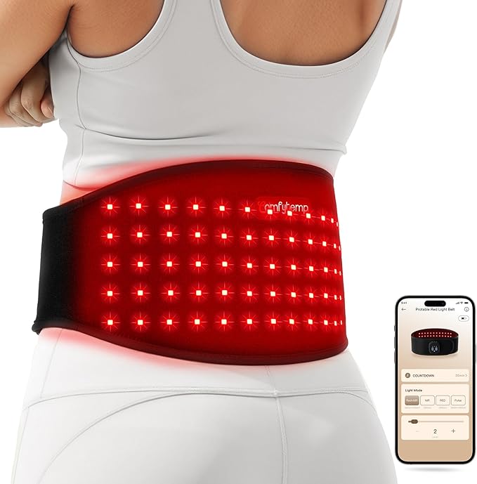 Comfytemp 5000mAh Portable Red Light Therapy Belt for Body Wearable Near Infrared Light Therapy Wrap 13W Light Wrap for Waist Belly Lower Back Joint Muscle 50''x7''