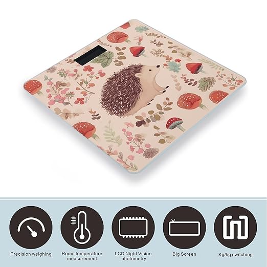 Lovely Hedgehog Weight Scale Large Bathroom Scales Digital Weight with Bright LED Display Non Slip Automatic Weighing Scale Fashion Weighing Machine for Body