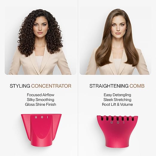 Premium Pink Hair Styling Bundle – Nano Pro Hair Dryer Pink Aura Brush Set &amp Smoothing Hair Serum for Salon-Finish Results
