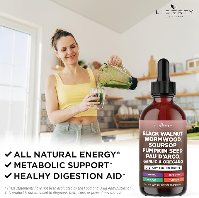 Defend Wormwood Black Walnut Cleanse for Humans Drops Liquid Soursop Garlic Pumpkin Seed PAU D'Arco Oil of Oregano Turmeric Berberine Neem Extract Hull Bark Tincture - 8 OZ