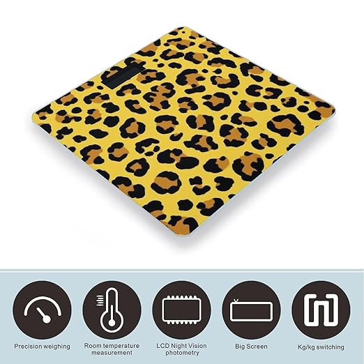 Automatic Switch Digital Bathroom Weighing Scale Smart Scale for Body Weight Cheetah Yellow Leopard Print