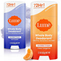 Lume Whole Body Deodorant - Invisible Cream Stick - 72 Hour Odor Control - Doctor Developed - Aluminum Free Baking Soda Free and Skin Loving - 2.2 Ounce (2 pack) (Soft Powder &amp Clean Tangerine)