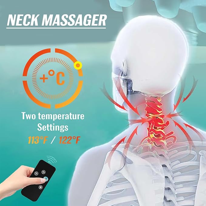 2026 New Neck Massager for Pain Relief and Muscle Relaxation Portable Neck and Shoulder Relaxer Electric Pillows with Heat 26° Angle Cervical Traction Device at Home &amp Office