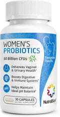 NutraBlast Vaginal Probiotics for Women Digestive Intimate Balance UT &amp Vaginal Health - 50 Billion CFU - 6 Strains Prebiotics Cranberry Extract &amp D Mannose - Womens Probiotic (30 Count)