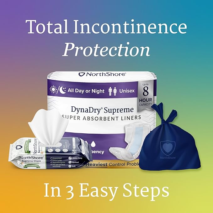 NorthShore DynaDry Supreme Liners Incontinence for Women and Men Large Pack/20