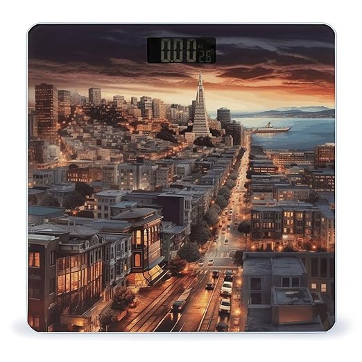 San Francisco Bathroom Scale Large LCD Backlight Display Digital Scale Rounded Corners Body Scales Automatic Power On/Off Bathroom Scales for Home Bedrooms
