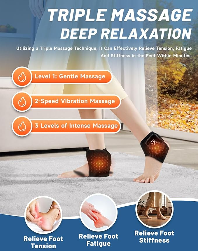 Massager Official - Triple Action Foot Relief Massager for Neuropathy Portable Feet Relieve Machine Rechargeable Relieves Fatigue Just 15 Minutes per Day (2PCS)
