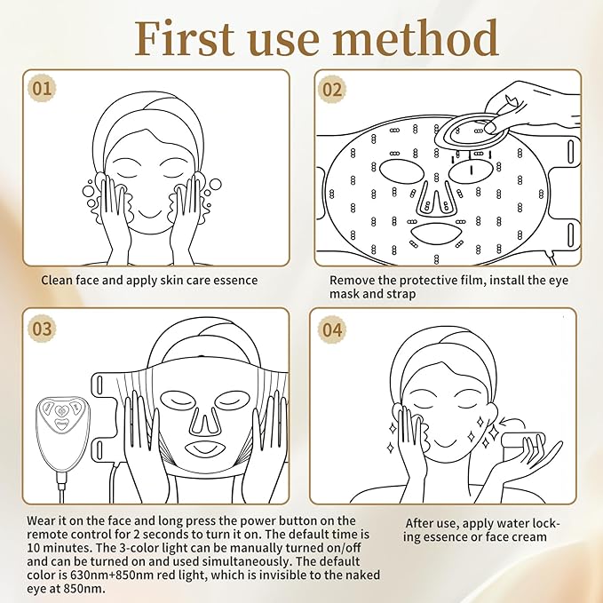 Red Light Therapy for Face LED Light Therapy Mask with 400 LED Beads 4 Modes 2000mAh Controller 850nm Near Infrared for Anti-Aging at Home &amp Travel