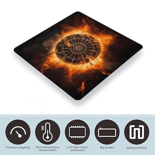 Dart Board Bathroom Scale Rounded Smart Scale for Body Weight Automatic Power On/Off Weight Scales Accurate Bathroom Digital Scales for Pet Home Bedroom Kitchen