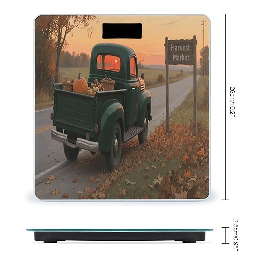 Autumn Fall Truck Weight Scale Cute Bathroom Scale for Body Highly Accurate Digital Weighing Machine for People Compact LCD Display Scales with Sturdy Toughened Glass Scales