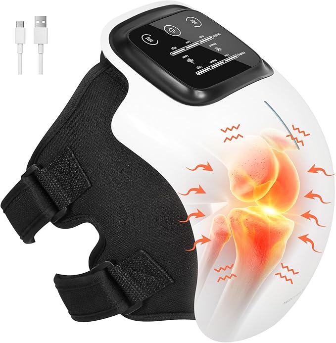 Medcursor Knee Massager with Heat Knee Massage with 3 Heating Levels &amp 3 Vibration Modes Heated Knee Massager with Large LED Screen