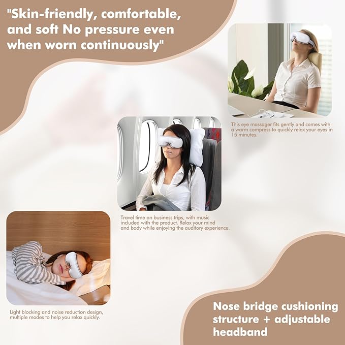 Eye Massager with Light-Blocking Design 2026 Upgraded Eye Massager with Heat 5 Modes &amp 180° Folding Design Sleep Gift for Office Travel Home Use Portable &amp Gifts for Women and Men