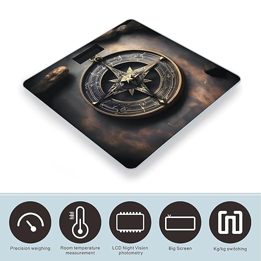 Magical Design Norse Runes Compass Bathroom Scale Ultra-Bright Liquid Crystal Screen Weight Scale Accurate Bathroom Body Scales for Body Weight Bathroom Pet Home Bedroom Gift-Giving